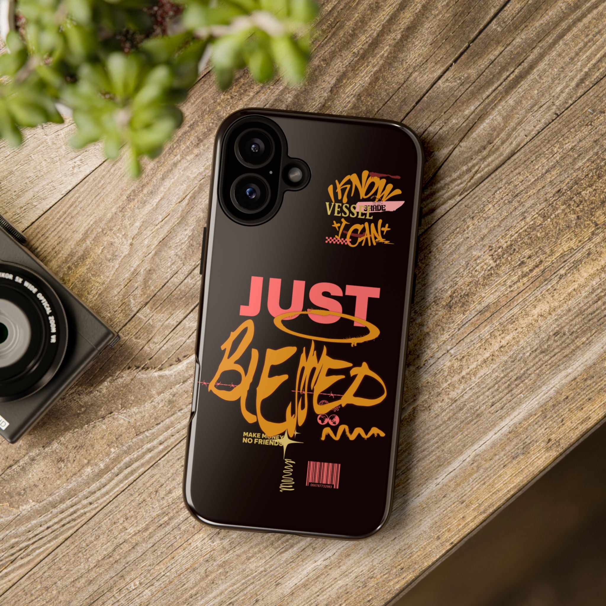 Phone Case — "Just Blessed" Bold Typographic Black Protective Case