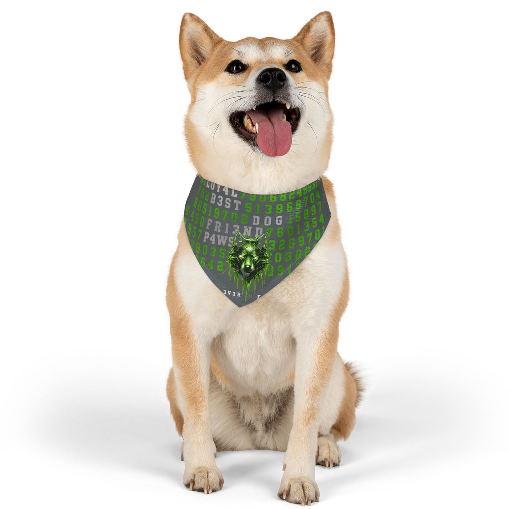 Blue Cyber Code Pet Bandana Collar — P4W5 0V3R P30PL3 Design