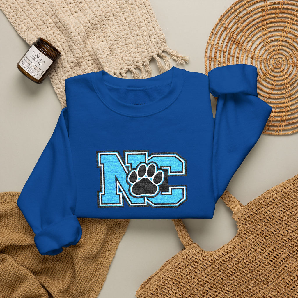 NC Paw Letterman Crewneck Sweatshirt —North Carolina Vintage School Spirit
