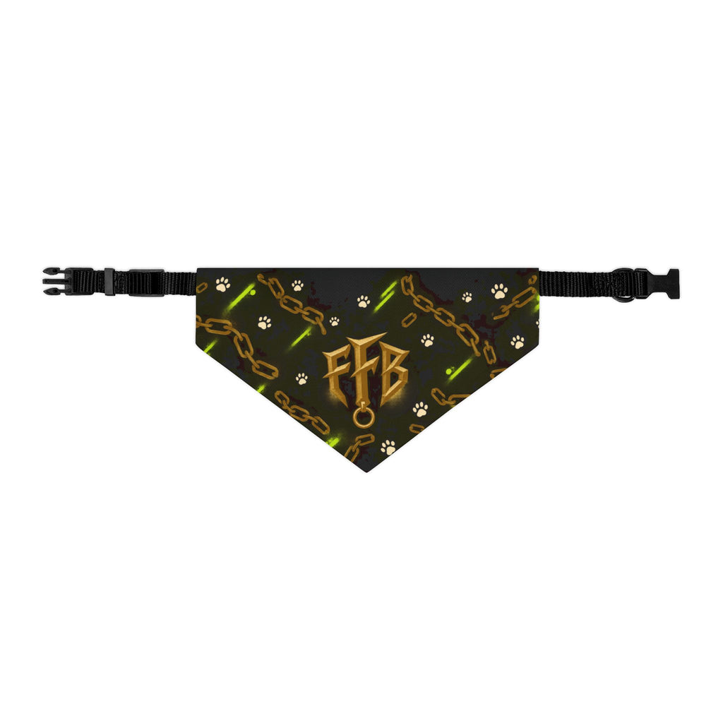 Gold Chain 'FTB' Pet Bandana Collar – Luxury Collar Accessory for Dogs & Cats