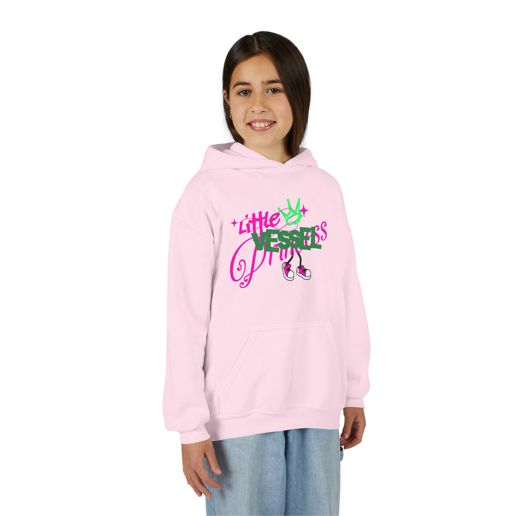 Youth Hoodie — “Little Vessels” Princess Christian Kids Sweatshirt (Mark 9:23, All Things Possible)