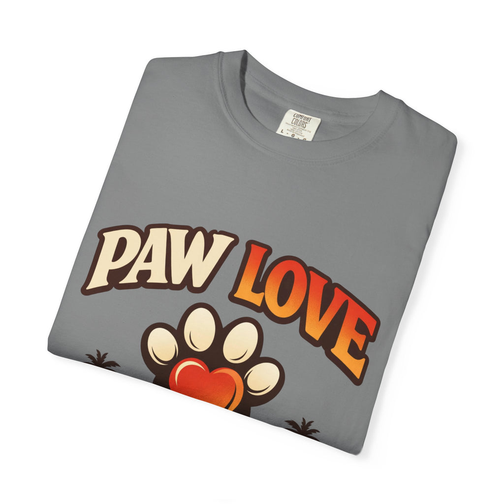 Paw Love T-Shirt — Retro Heart Paw Graphic Tee for Dog Lovers