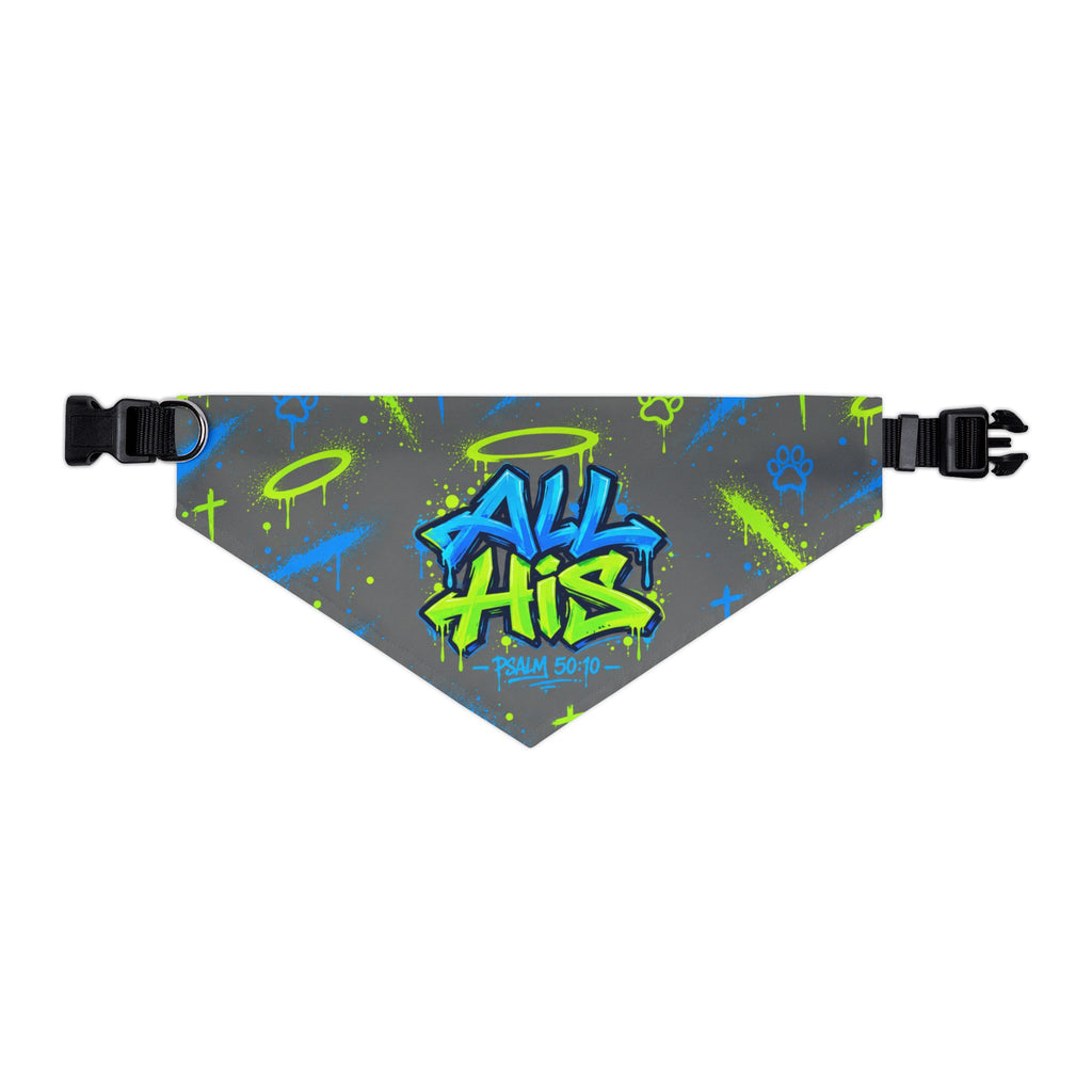 Graffiti "All His" Pet Bandana Collar - Neon Street Style Dog & Cat Accessory