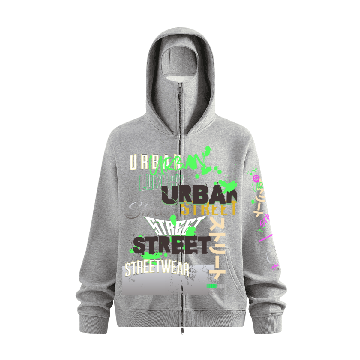 Doberman Windproof Sports Zip-up Hoodie with Built-in Face Mask