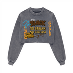Washed Raw-Edge Cropped Crew Neck Sweatshirt