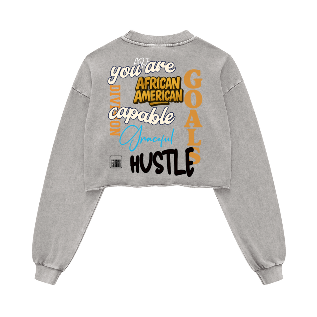 Washed Raw-Edge Cropped Crew Neck Sweatshirt