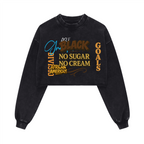 Washed Raw-Edge Cropped Crew Neck Sweatshirt