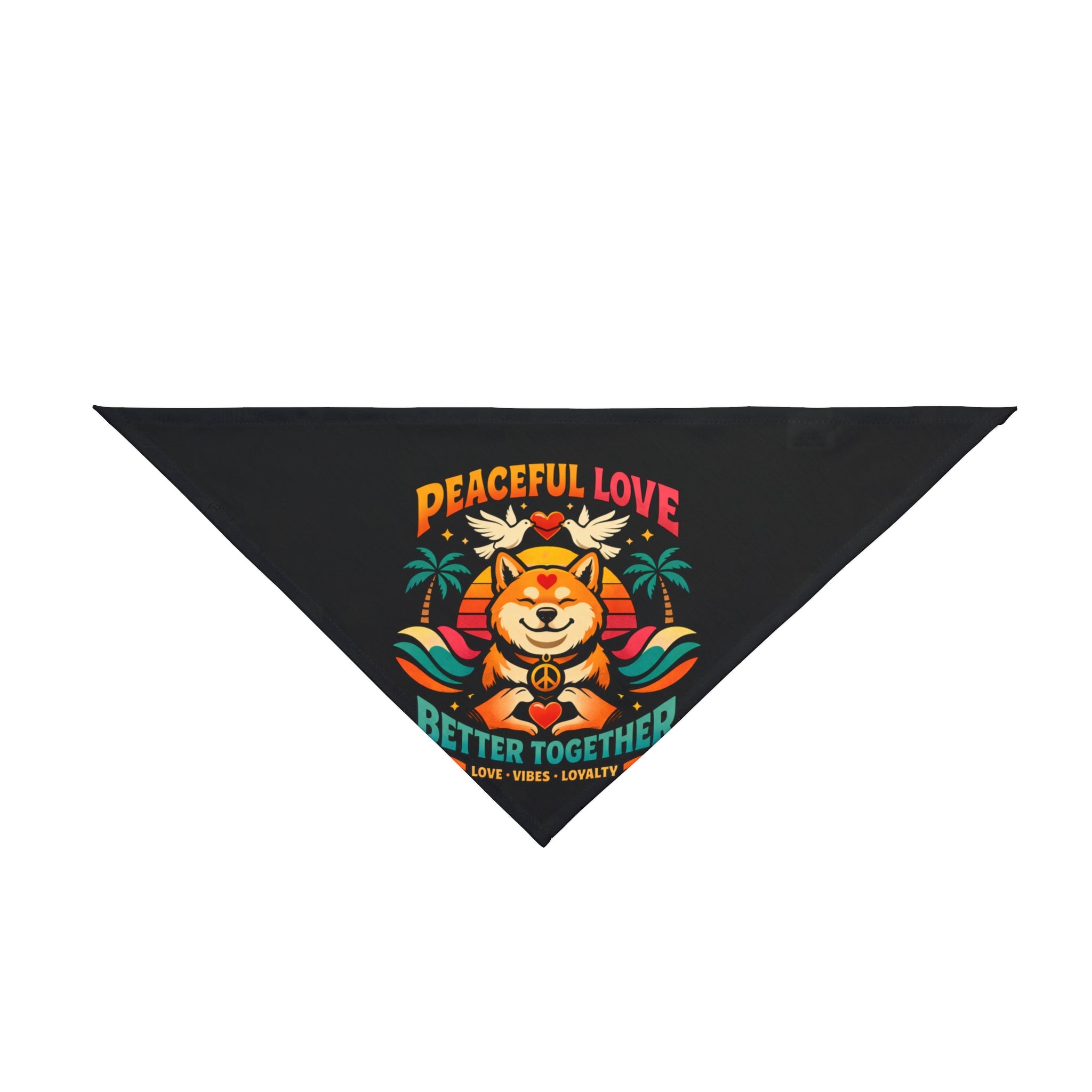 Pet Bandana — "Peaceful Love" Retro Shiba Inu Bandana for Dogs & Cats