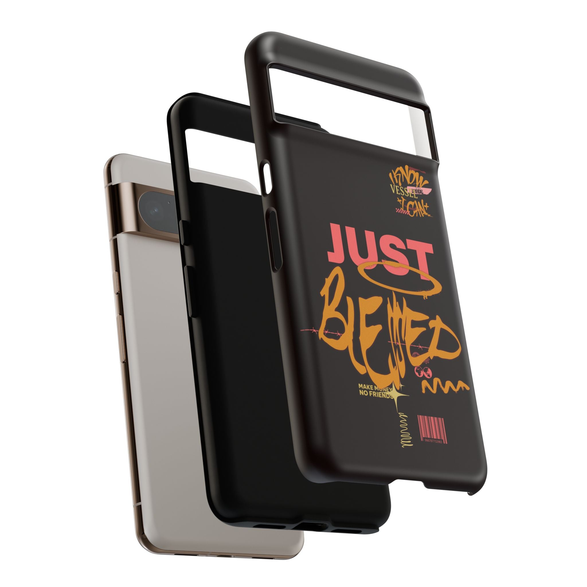 Phone Case — "Just Blessed" Bold Typographic Black Protective Case