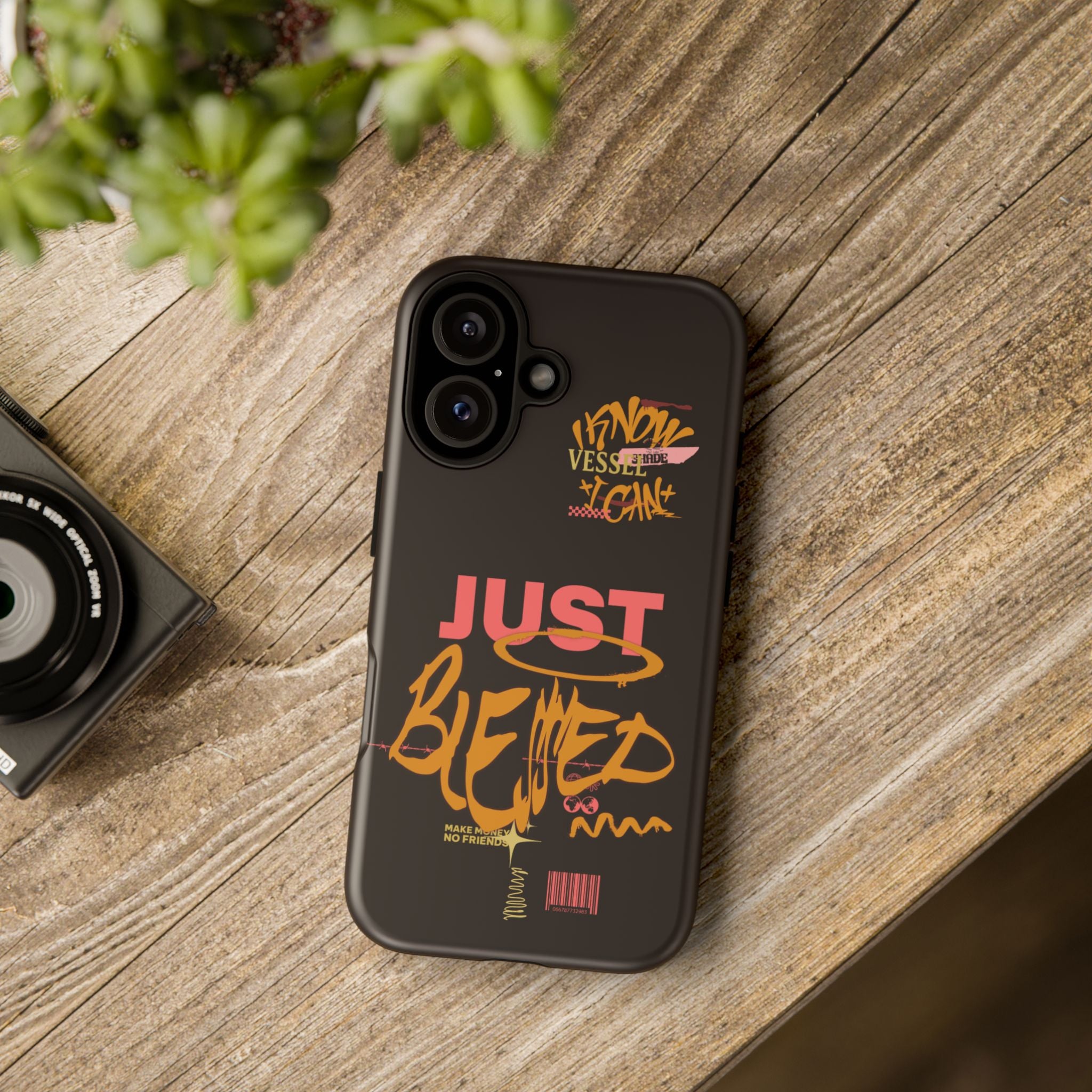 Phone Case — "Just Blessed" Bold Typographic Black Protective Case