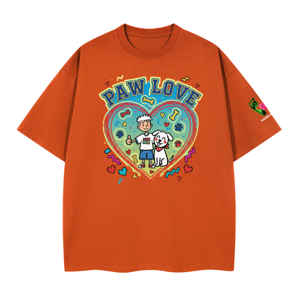 Unisex Boxy blue paw love T-shirt(280GSM)longer delivery time