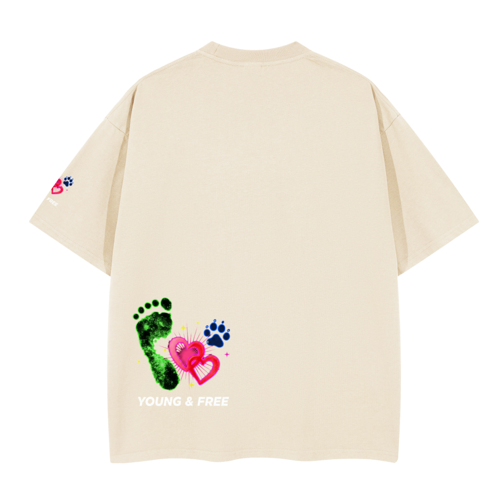 Unisex Boxy blue paw love T-shirt(280GSM)longer delivery time
