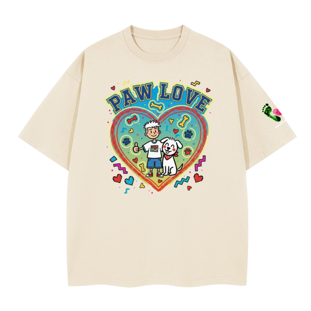 Unisex Boxy blue paw love T-shirt(280GSM)longer delivery time