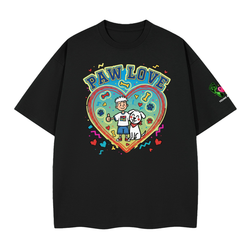 Unisex Boxy blue paw love T-shirt(280GSM)longer delivery time