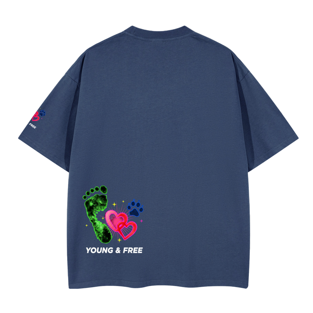 Unisex Boxy blue paw love T-shirt(280GSM)longer delivery time