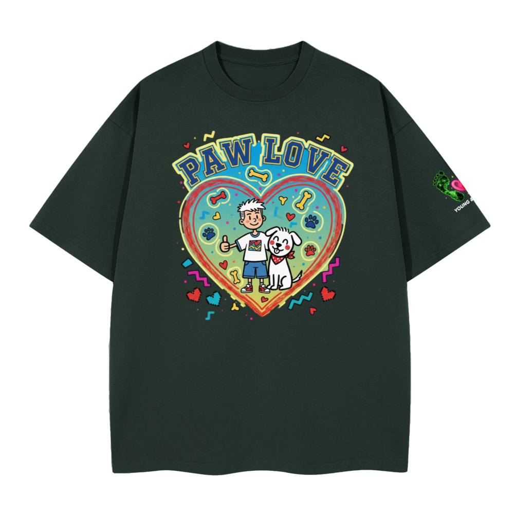 Unisex Boxy blue paw love T-shirt(280GSM)longer delivery time