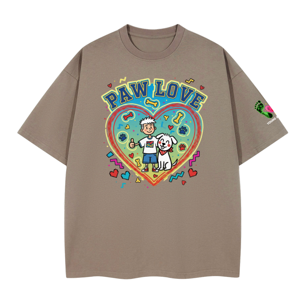Unisex Boxy blue paw love T-shirt(280GSM)longer delivery time