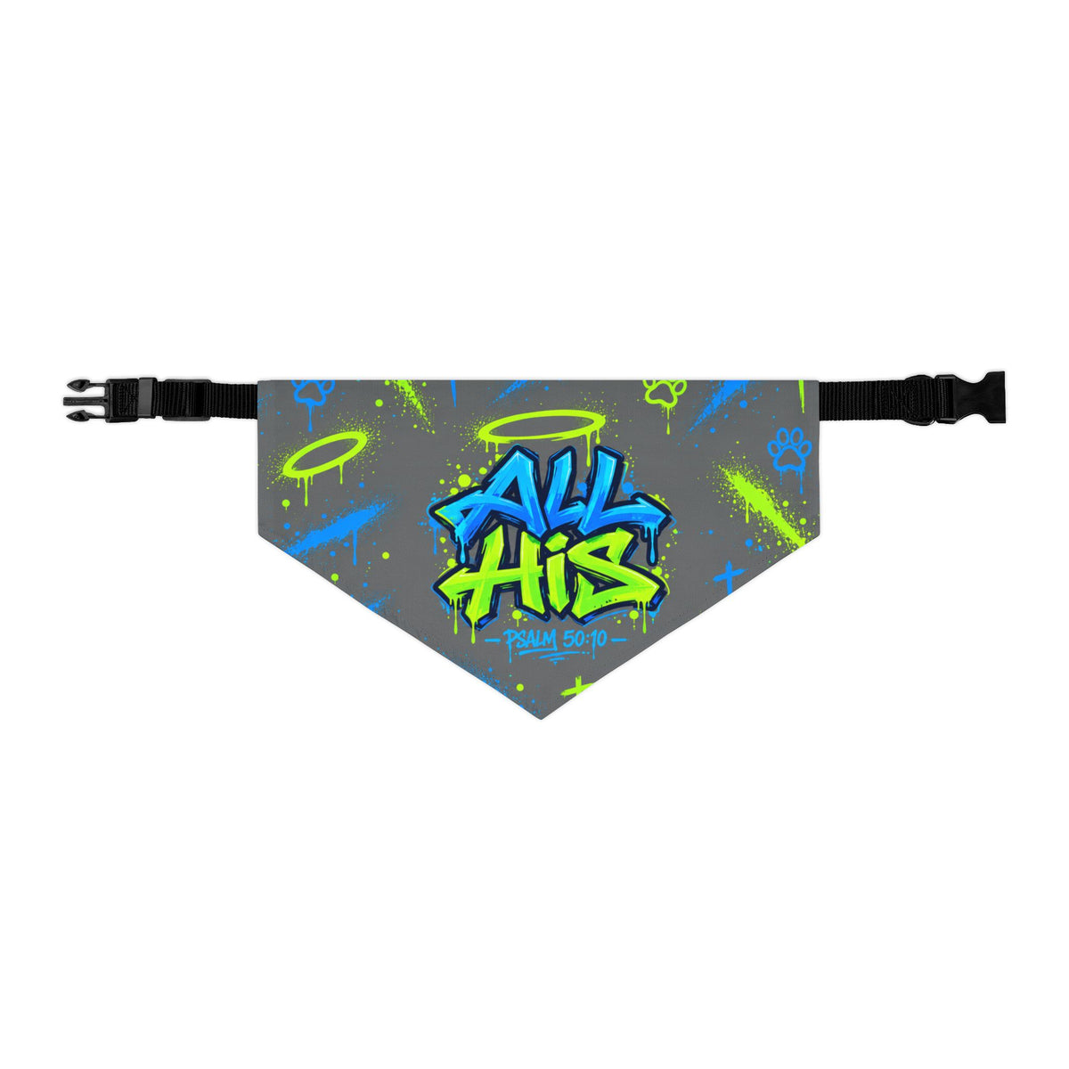 Graffiti "All His" Pet Bandana Collar - Neon Street Style Dog & Cat Accessory