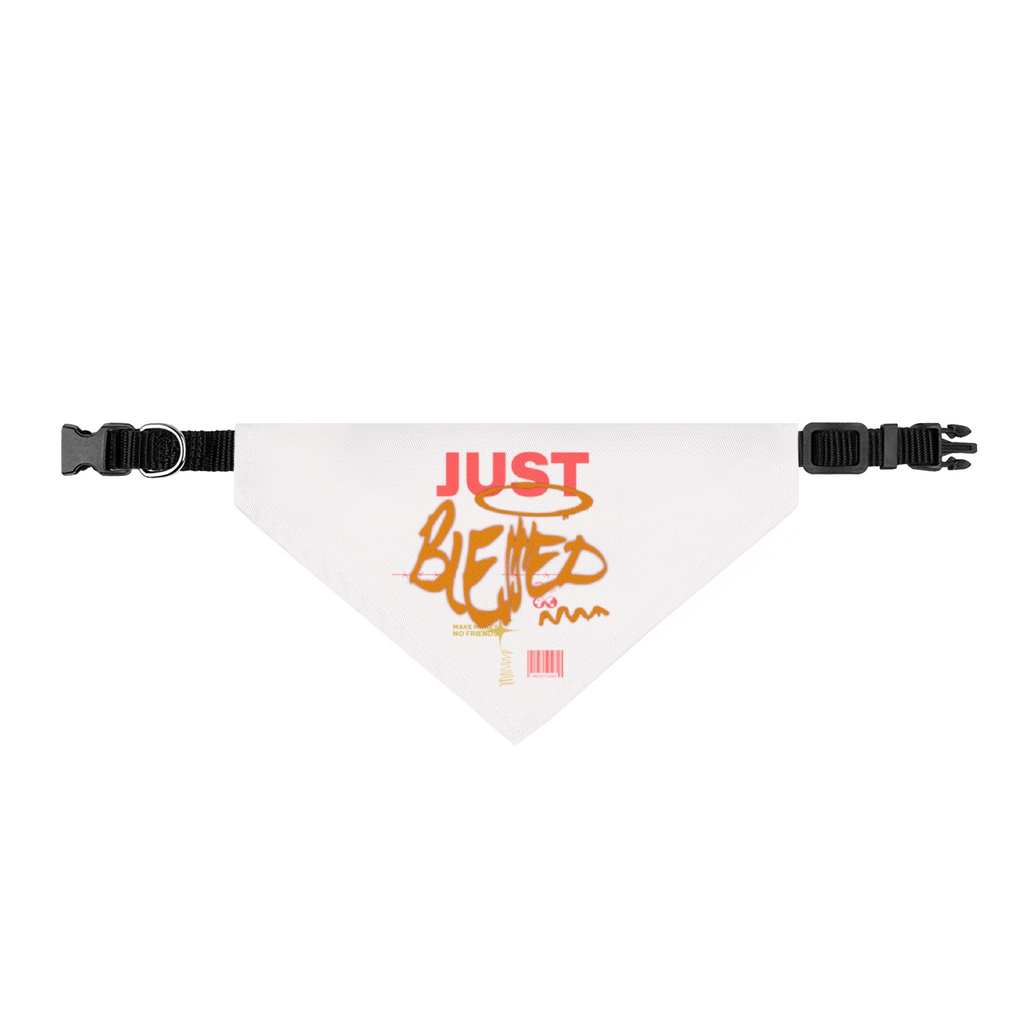 "Just Blessed" Clip-On Pet Bandana — Graffiti Style Dog & Cat Accessory