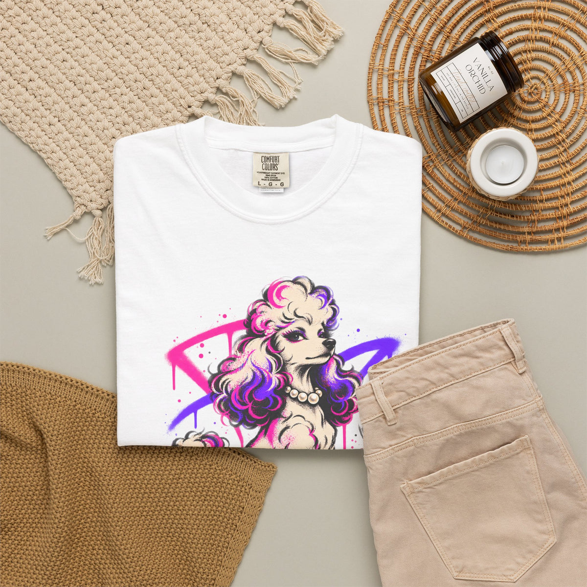 Poodle 'Fur Grandma' Graphic T-Shirt — Retro Neon Pet Lover Tee