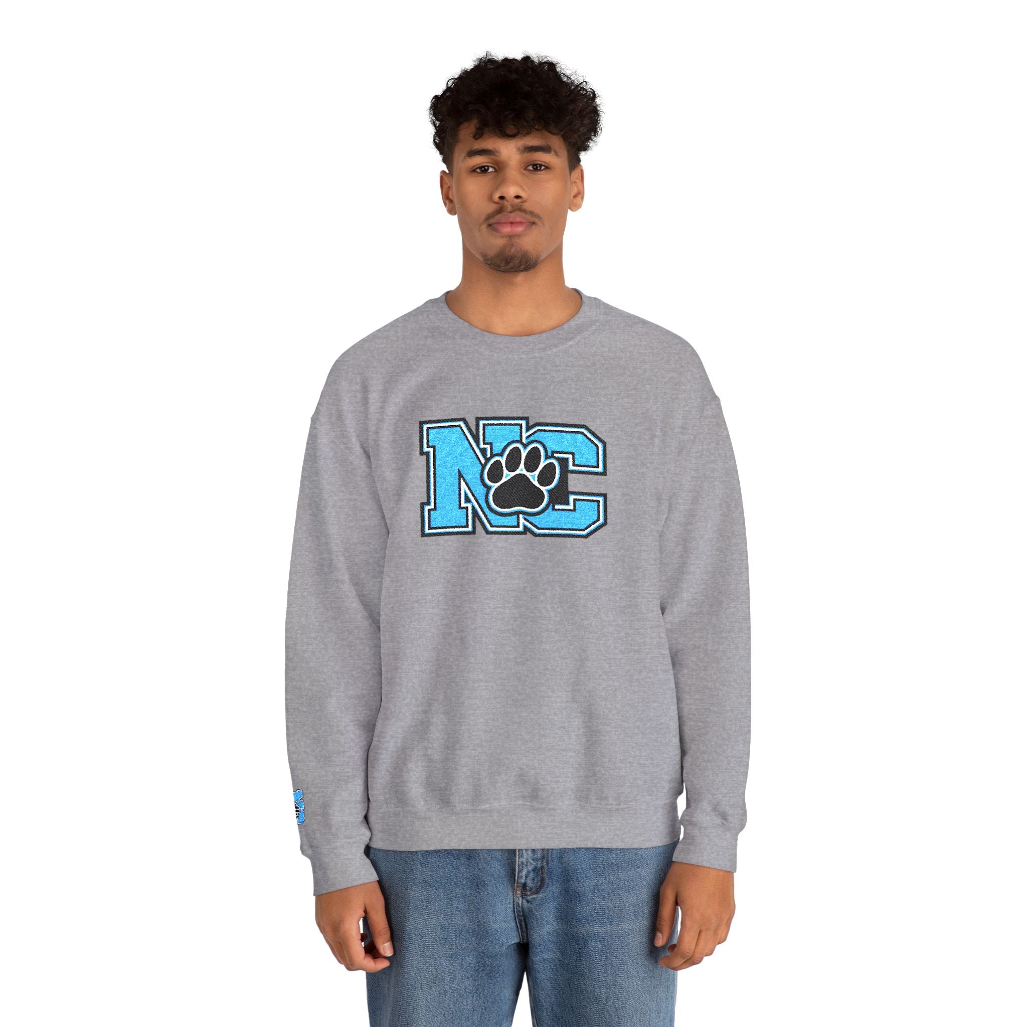 NC Paw Letterman Crewneck Sweatshirt —North Carolina Vintage School Spirit