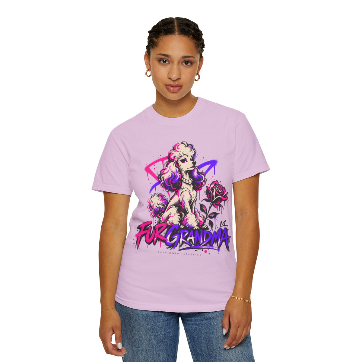 Poodle 'Fur Grandma' Graphic T-Shirt — Retro Neon Pet Lover Tee