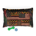 Kente Inspired and USA flag pattern Pet Bed — Colorful Geometric Afrocentric Dog & Cat Cushion
