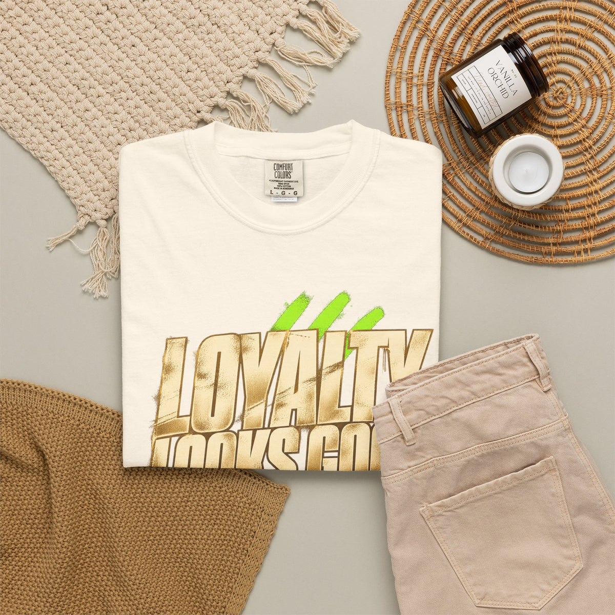 Loyalty Looks Good T-Shirt — Bold Gold Script Streetwear Tee