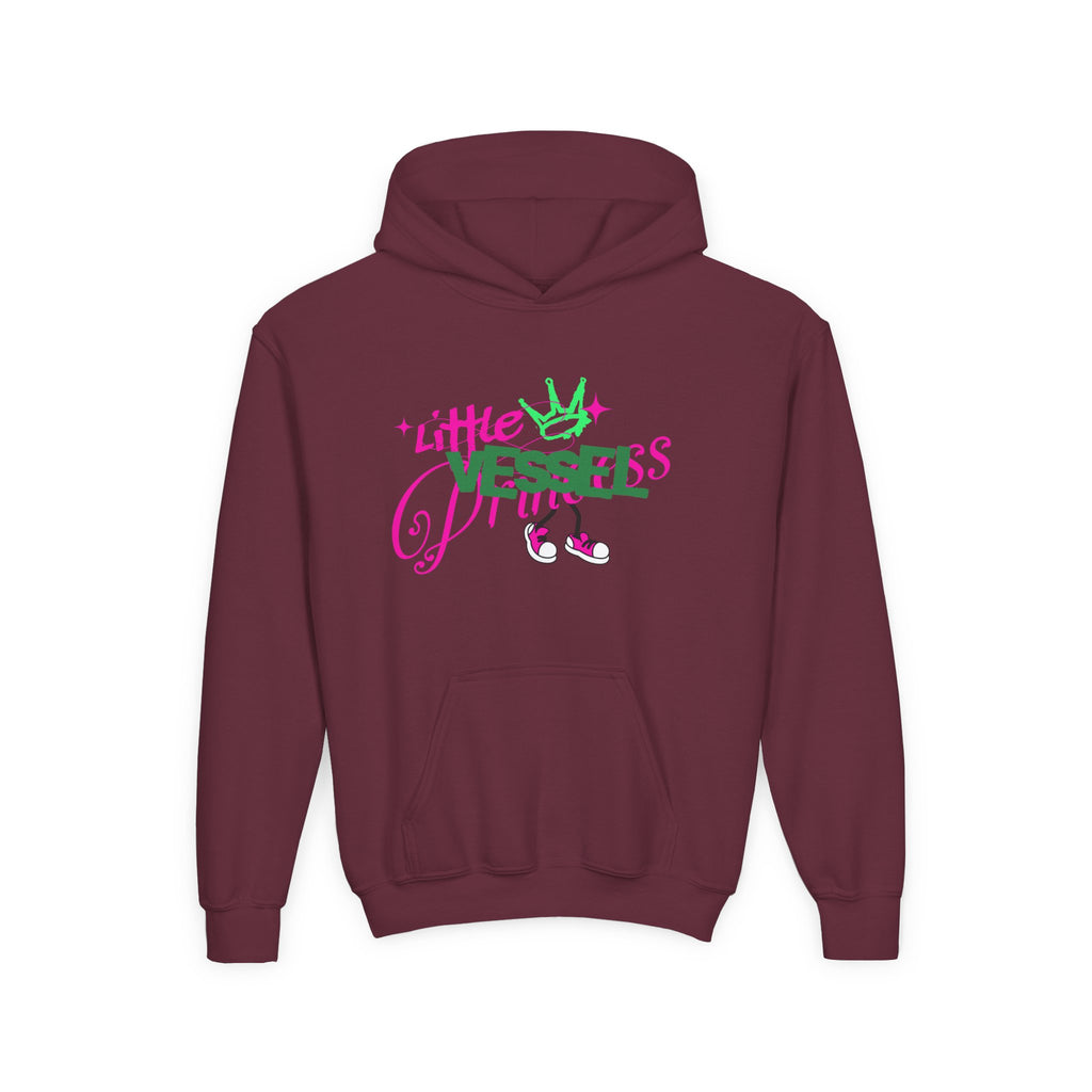 Youth Hoodie — “Little Vessels” Princess Christian Kids Sweatshirt (Mark 9:23, All Things Possible)