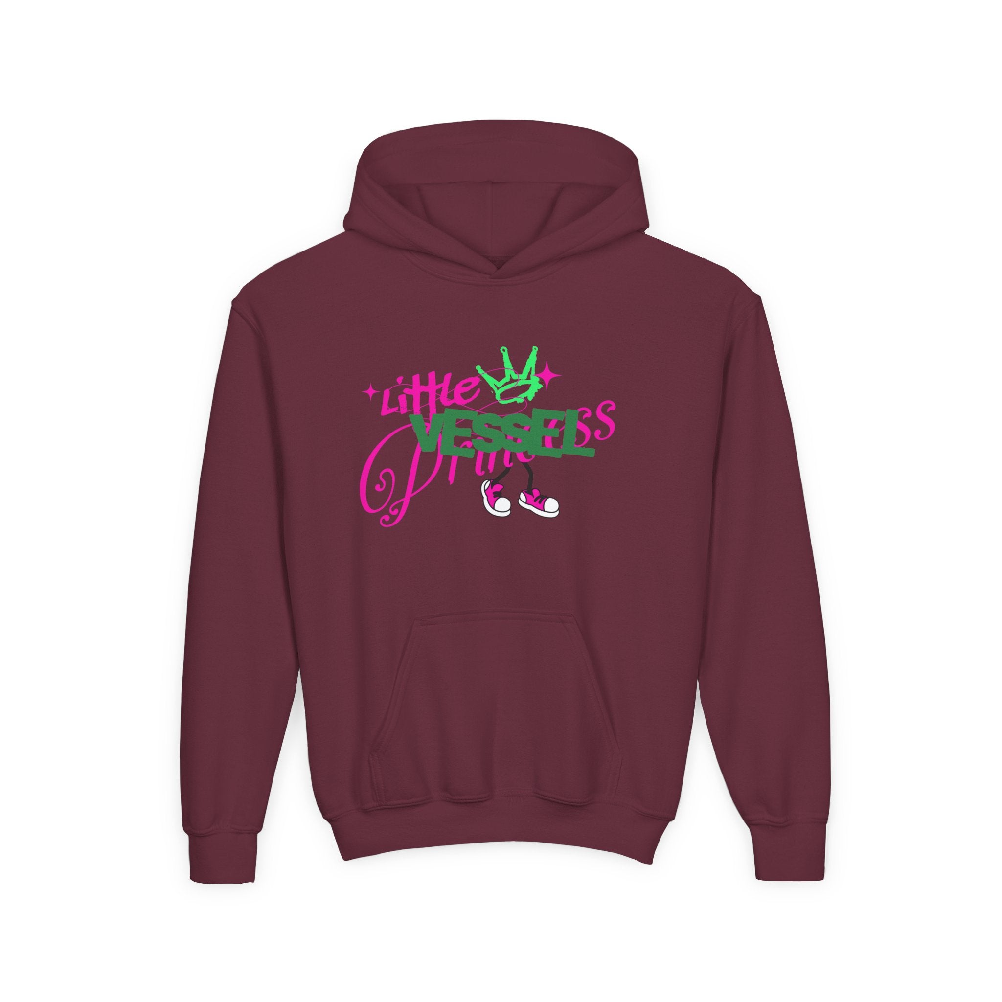 Youth Hoodie — “Little Vessels” Princess Christian Kids Sweatshirt (Mark 9:23, All Things Possible)