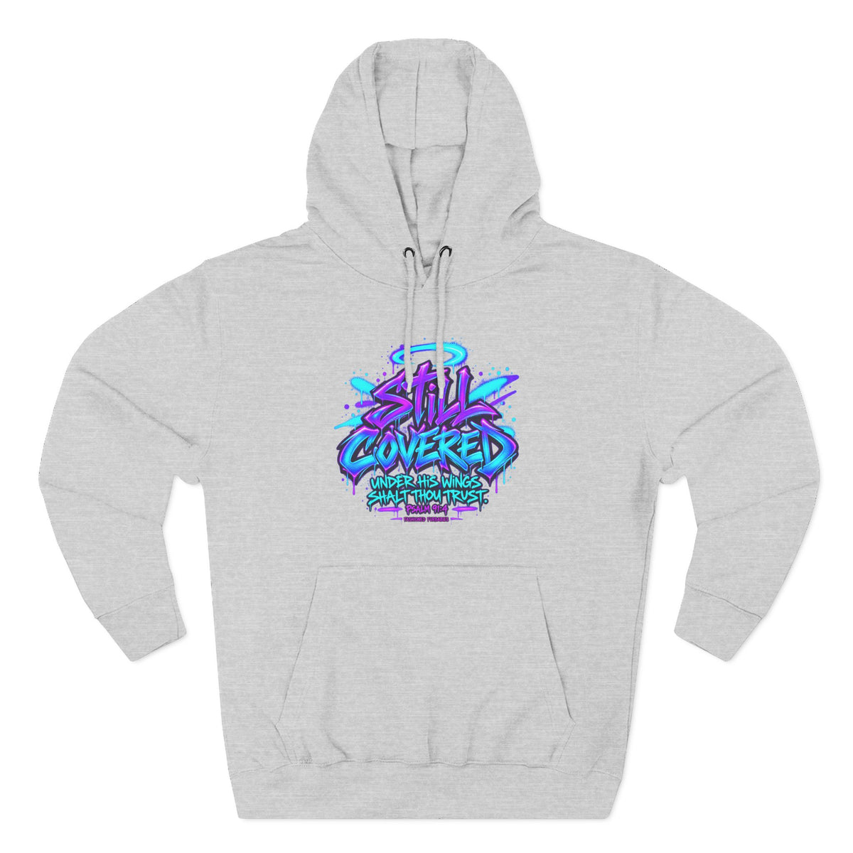 Christian Hoodie — "He Shall Cover Thee" Psalm 91:4 Graphic Fleece Hoodie