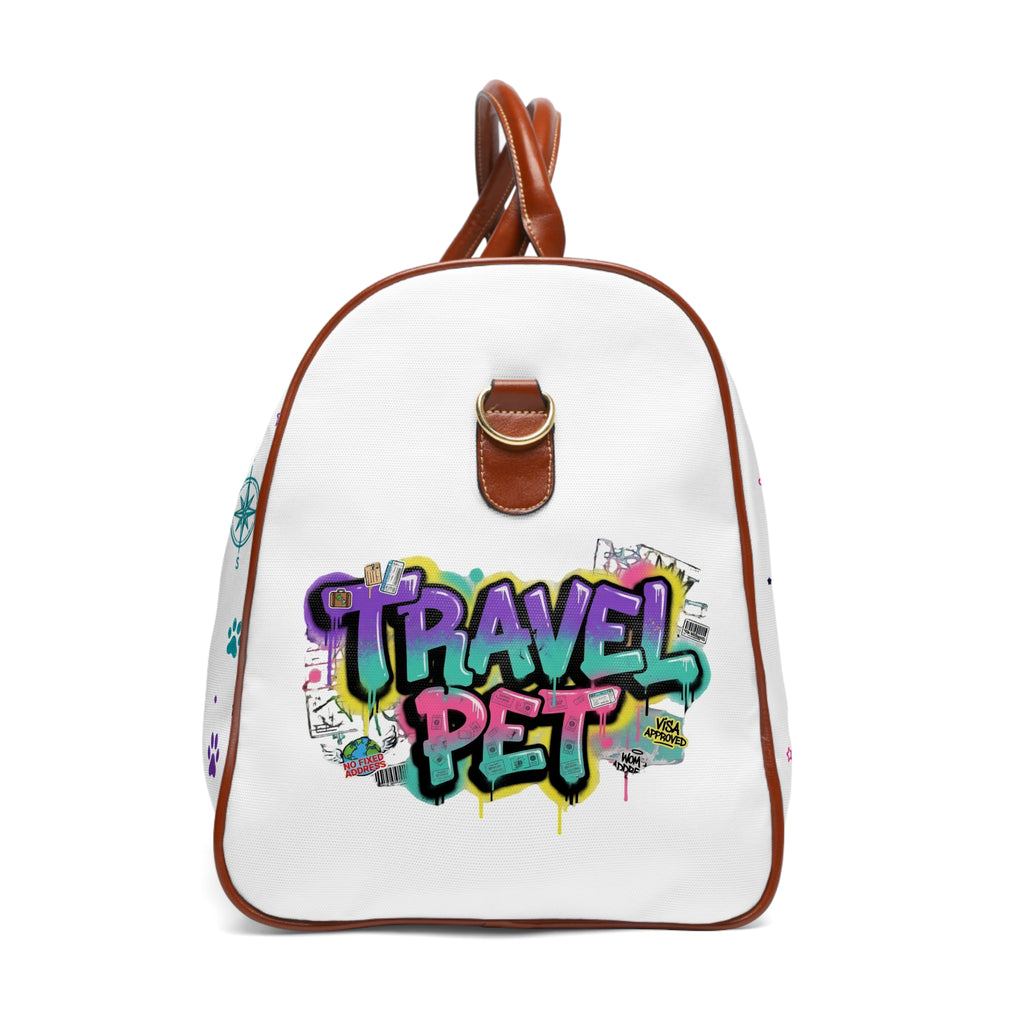 Graffiti 'Travel, Pet, Repeat' Waterproof Travel Bag