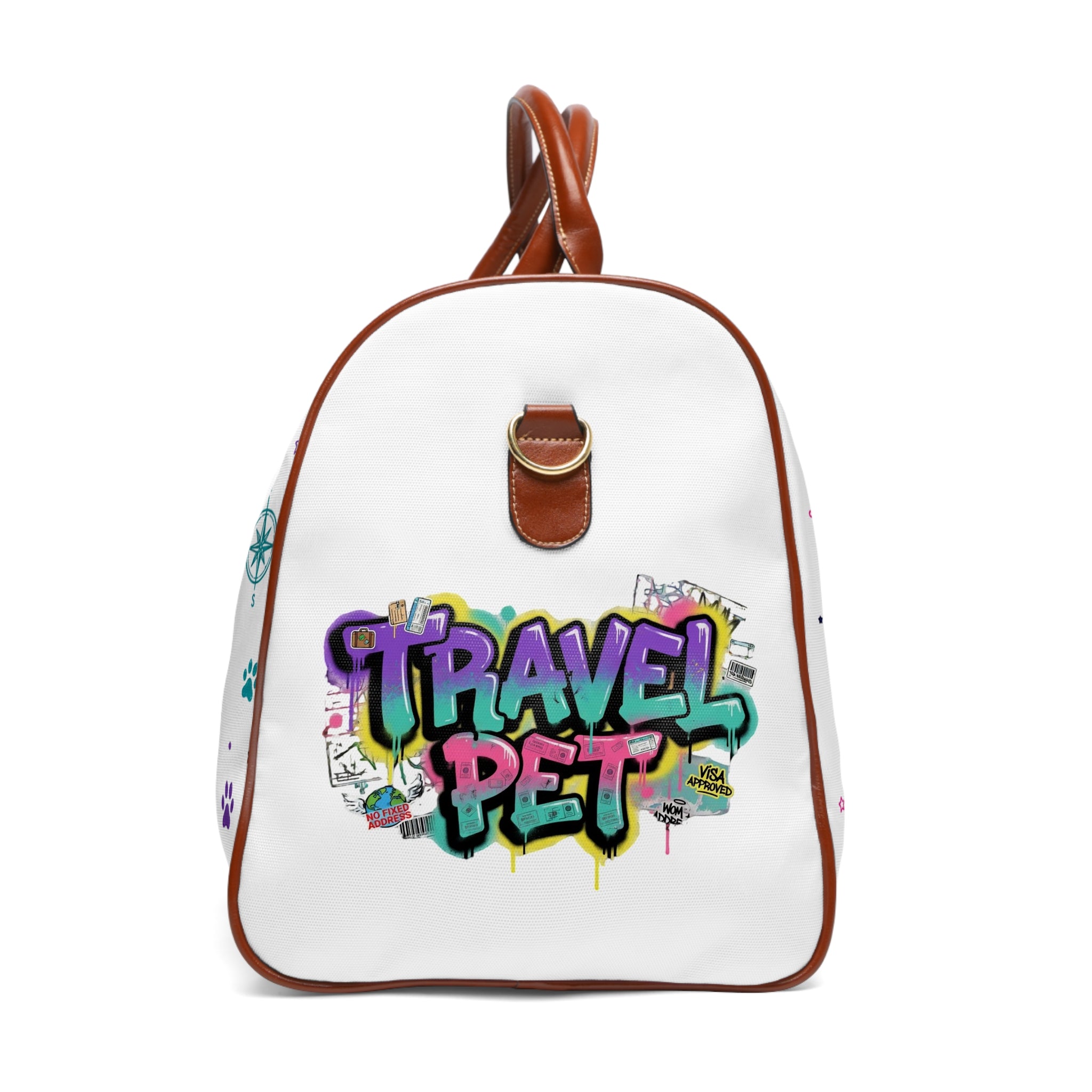 Graffiti 'Travel, Pet, Repeat' Waterproof Travel Bag
