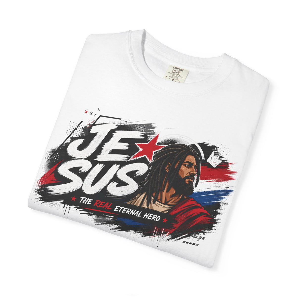 Jesus Retro Graphic T-Shirt — “J.E.SUS The Real Eternal Hero” Christian Vintage Tee