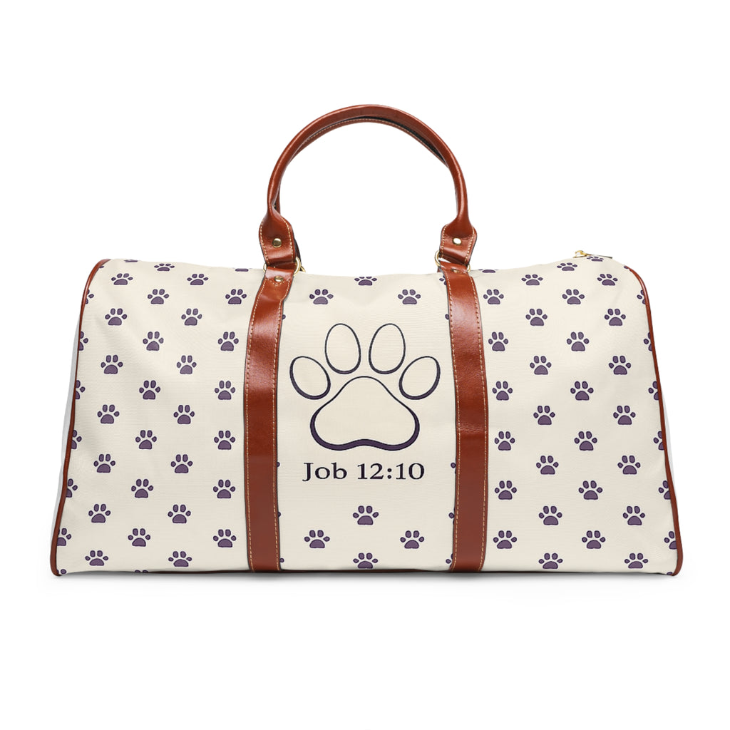 Pet Paw Scripture Duffle Bag – Job 12:10 Waterproof Travel Bag