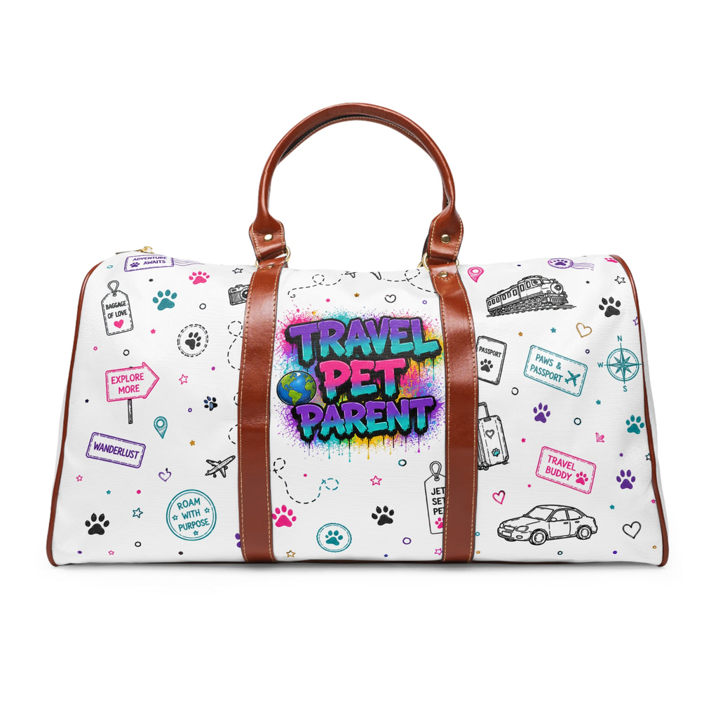 Graffiti 'Travel, Pet, Repeat' Waterproof Travel Bag