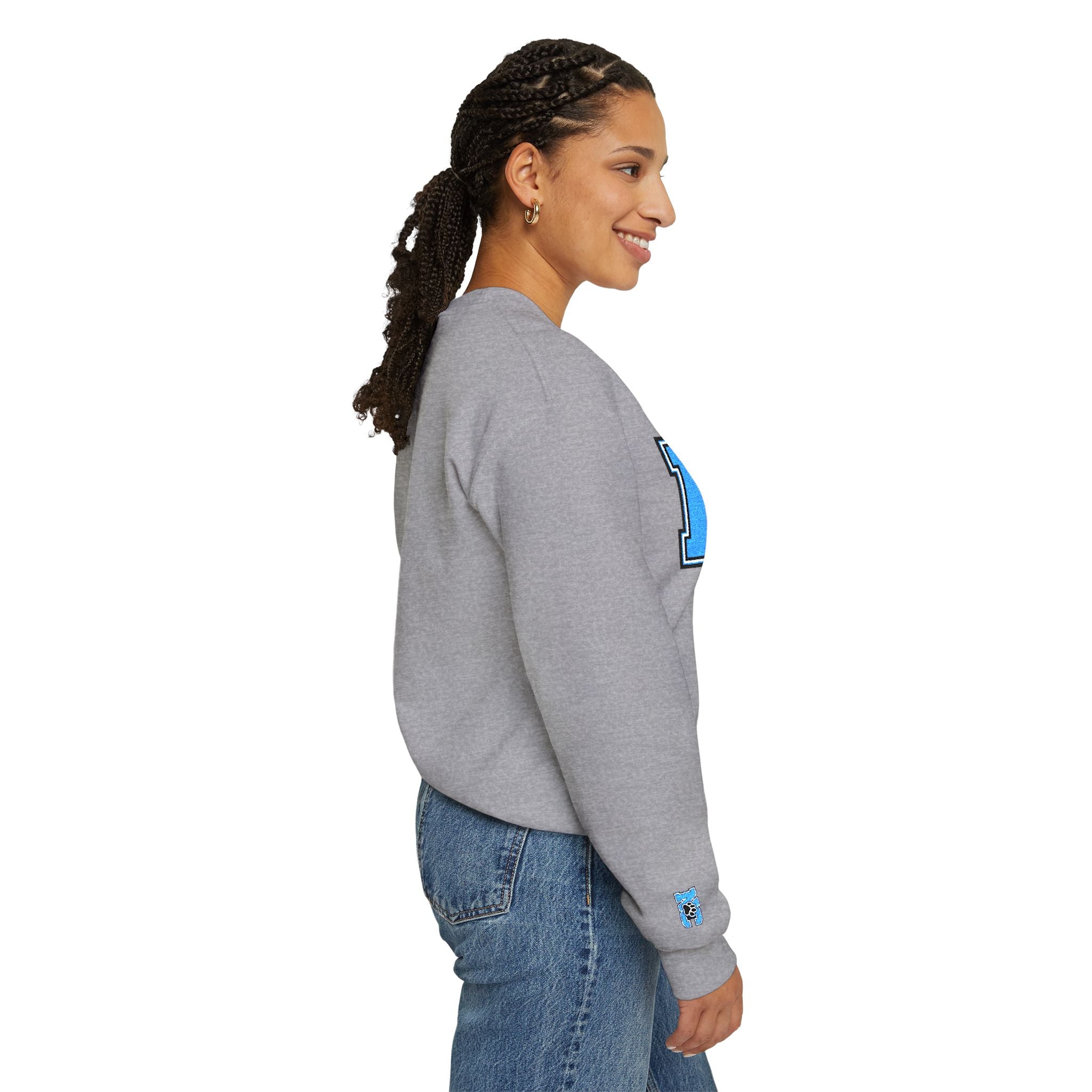 NC Paw Letterman Crewneck Sweatshirt —North Carolina Vintage School Spirit