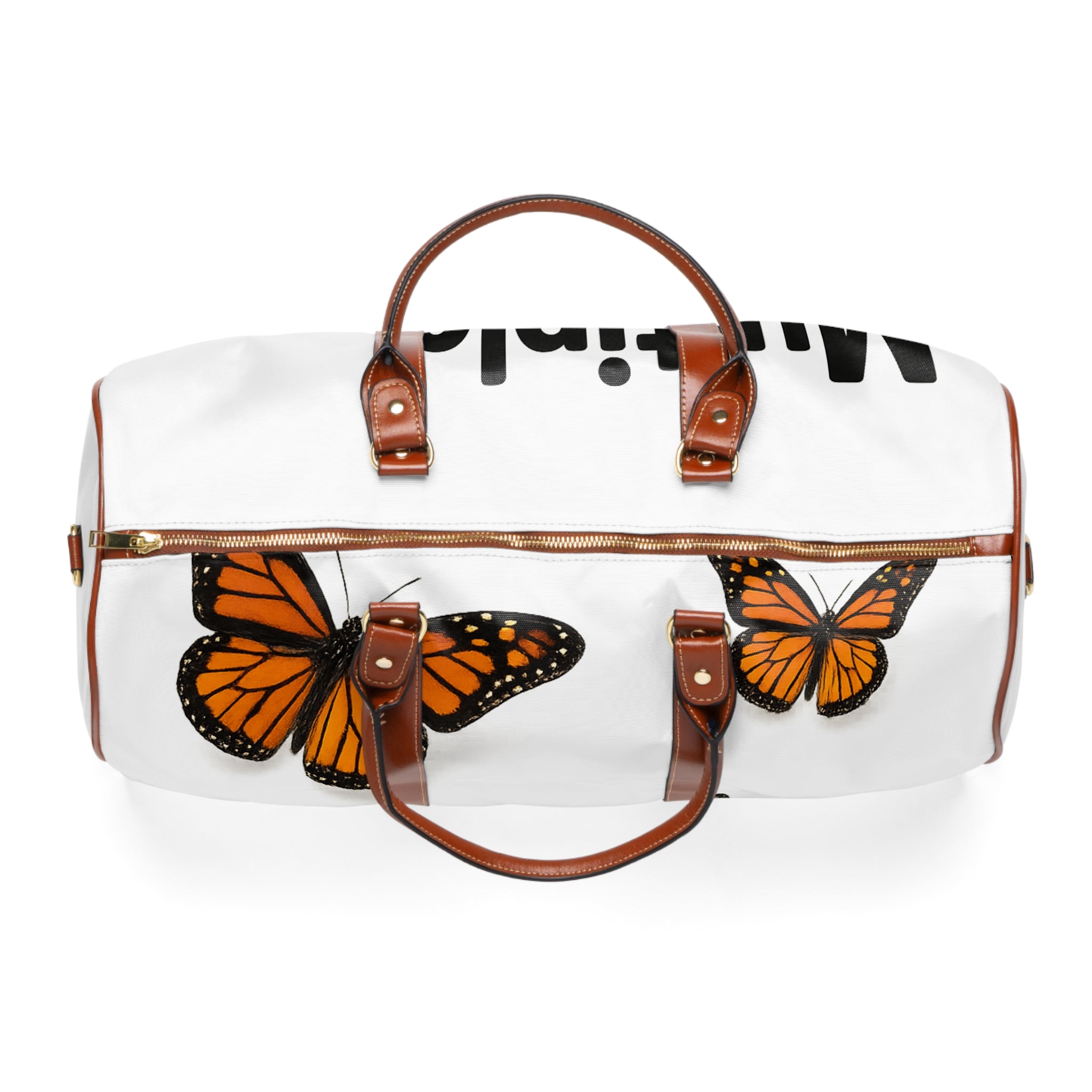 Multiple Sclerosis Awareness Waterproof Travel Bag — Monarch Butterfly Accent