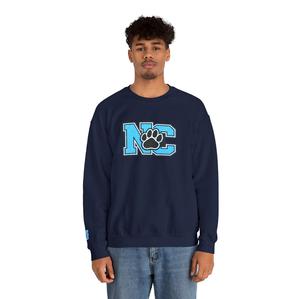 NC Paw Letterman Crewneck Sweatshirt —North Carolina Vintage School Spirit