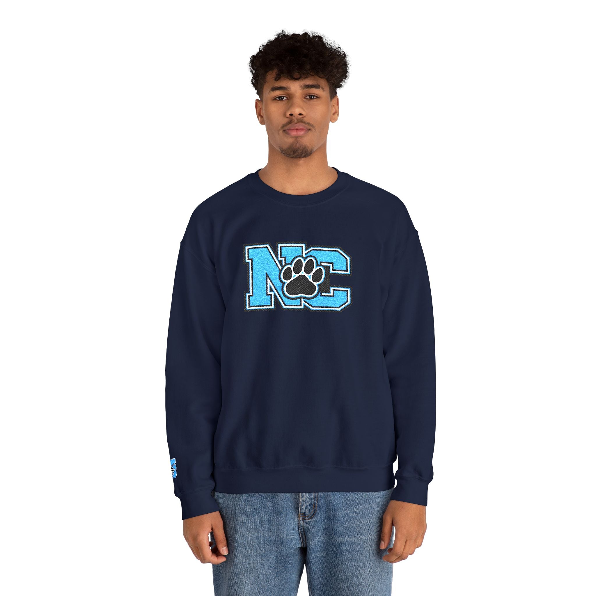 NC Paw Letterman Crewneck Sweatshirt —North Carolina Vintage School Spirit