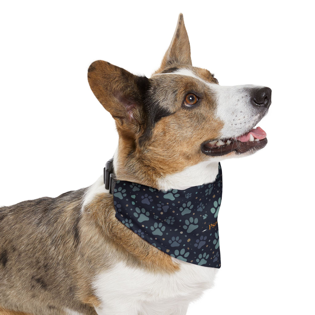 Religious Paw Print Pet Bandana Collar — Psalm 34:5 Dog Scarf,  , Matching Human Shirt Available