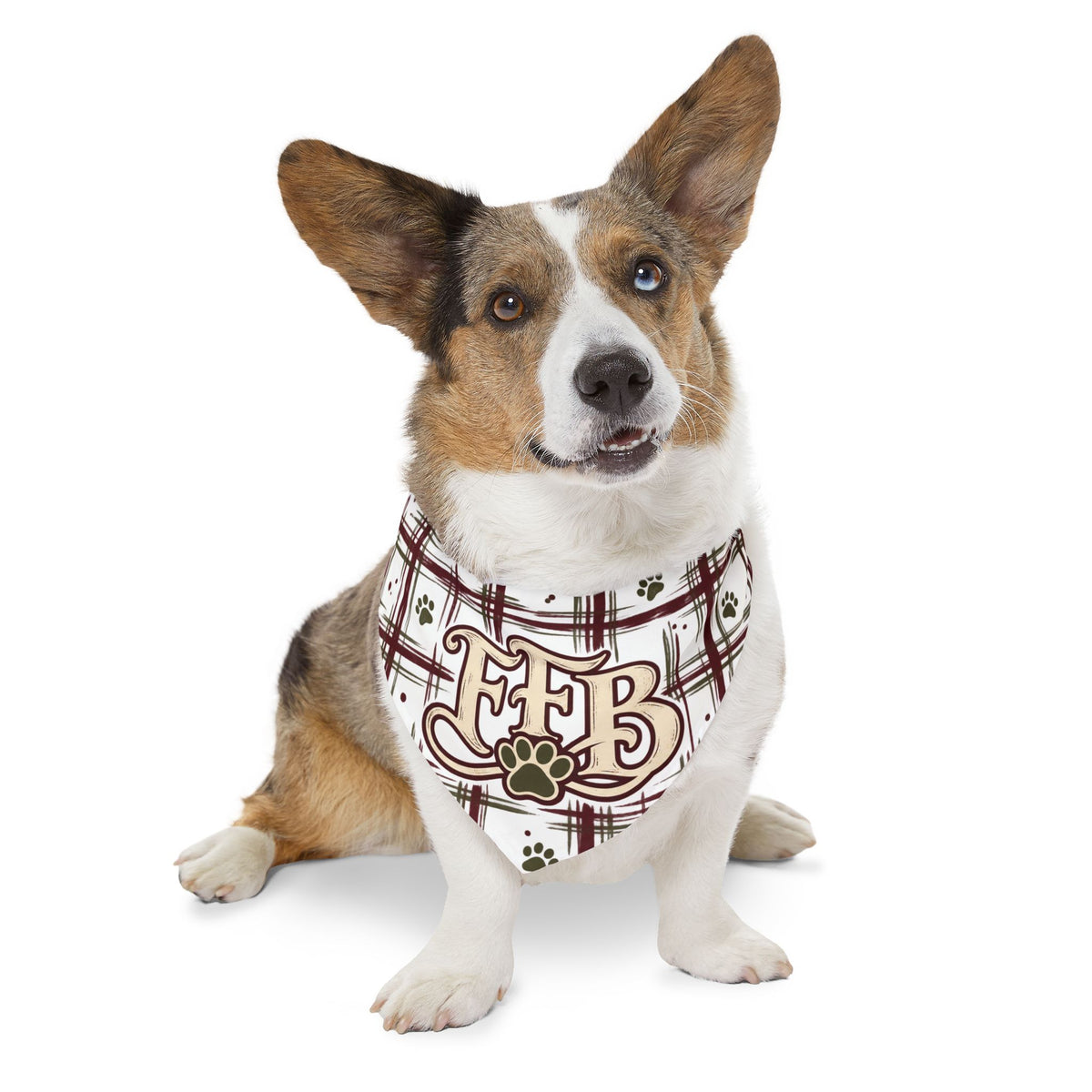 FFB Plaid Paw Pet Bandanna Collar