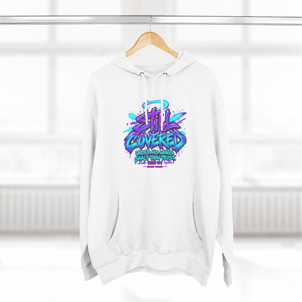 Christian Hoodie — "He Shall Cover Thee" Psalm 91:4 Graphic Fleece Hoodie
