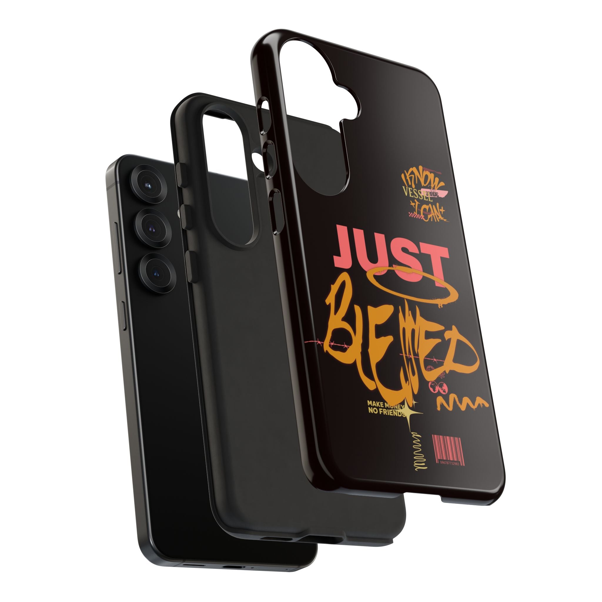 Phone Case — "Just Blessed" Bold Typographic Black Protective Case