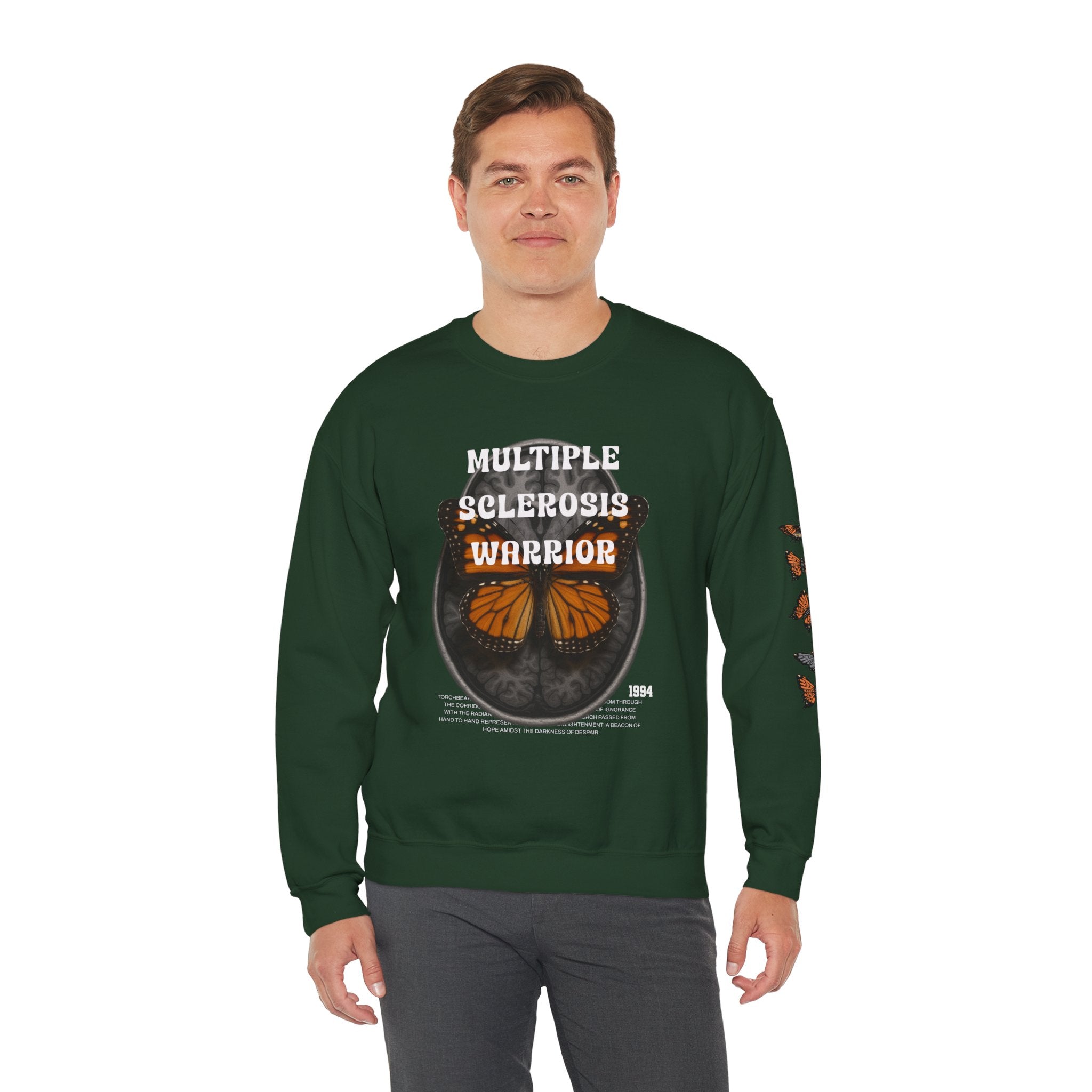 Orange Butterflies Multiple Sclerosis Awareness Sweatshirt