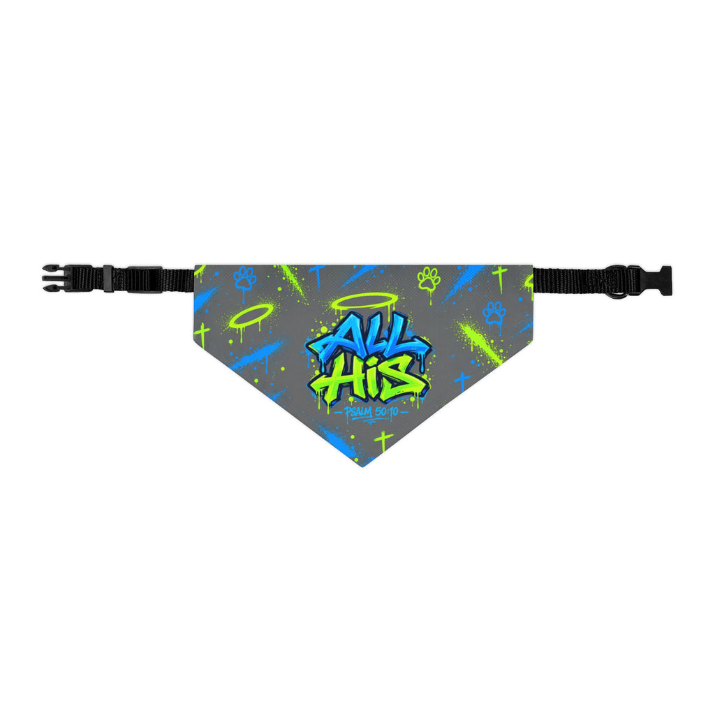 Graffiti "All His" Pet Bandana Collar - Neon Street Style Dog & Cat Accessory