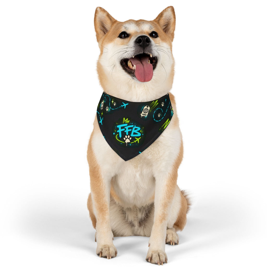 Graffiti FFB Dog Bandana Collar – Neon Paw Print