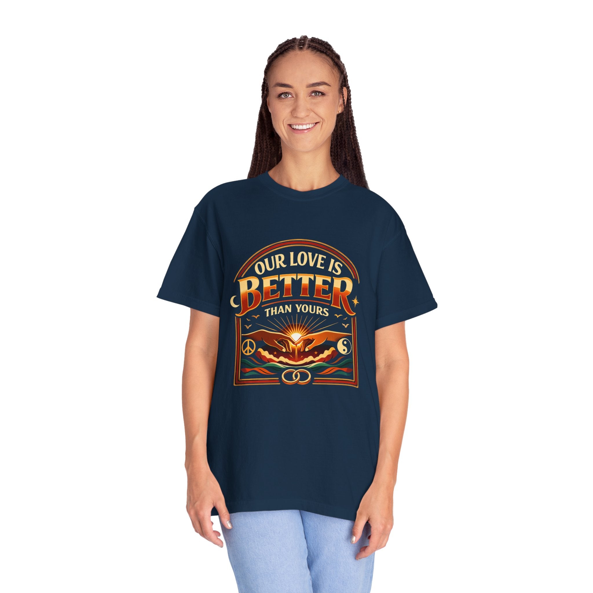 Our Love Is Better Graphic T‑Shirt — Retro Sun & Eagle Vintage Tee