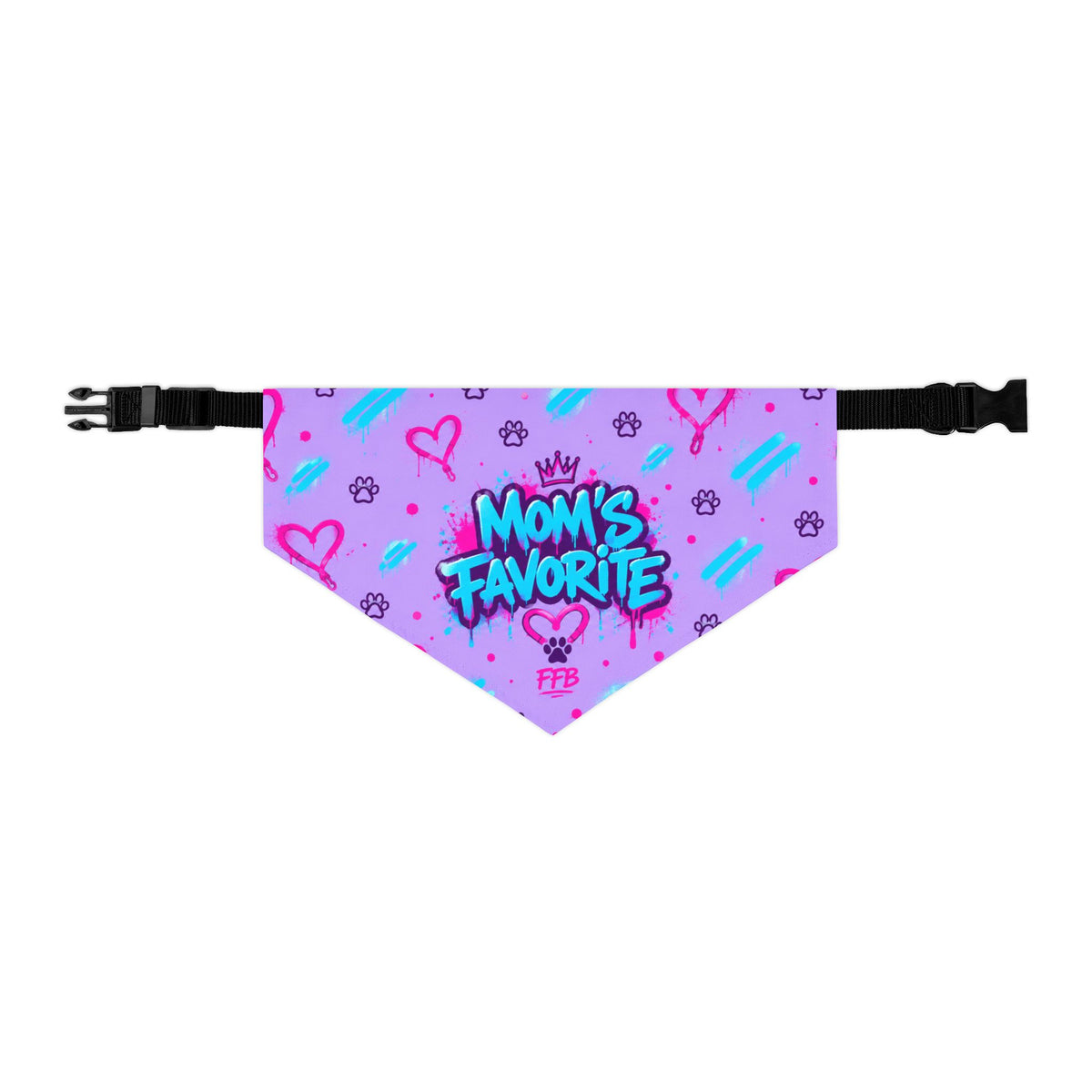 Mom's Favorite Pet Bandana Collar – Pink & Purple Hearts