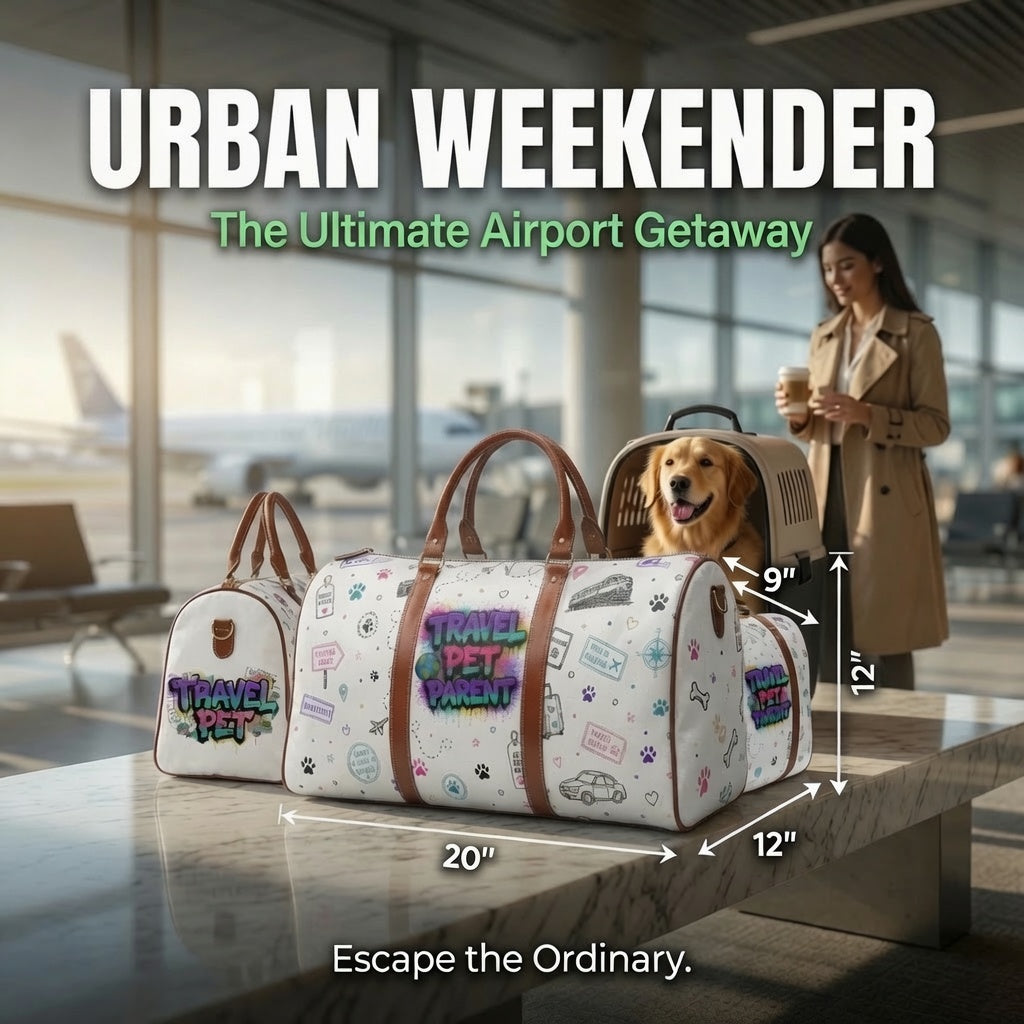 Graffiti 'Travel, Pet, Repeat' Waterproof Travel Bag